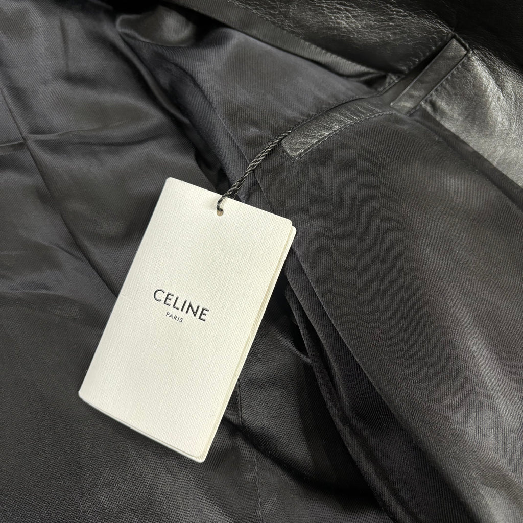 Celine Braided Piping Calf Leather Biker Jacket 