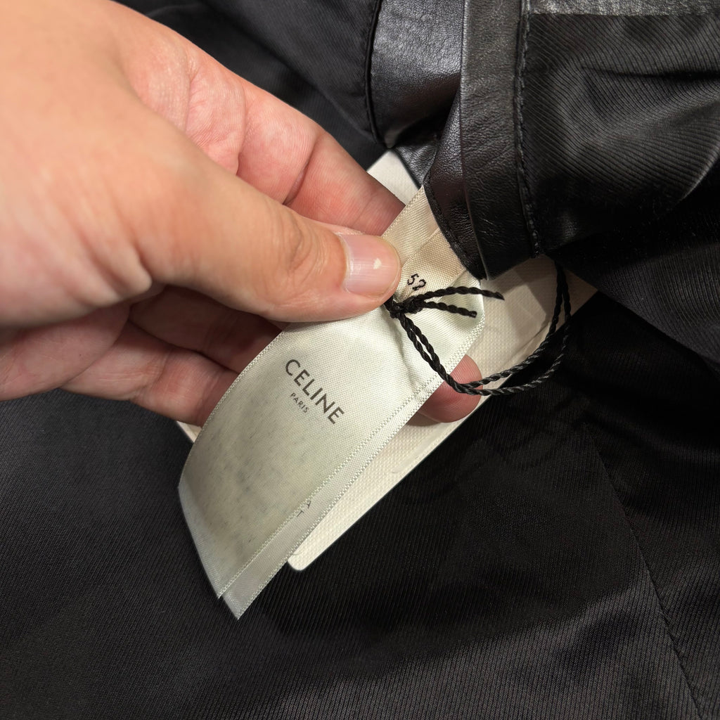 Celine Braided Piping Calf Leather Biker Jacket 