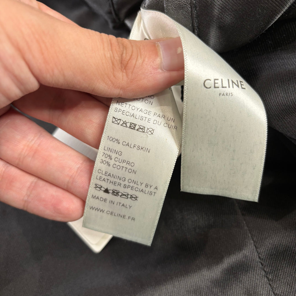 Celine Braided Piping Calf Leather Biker Jacket 