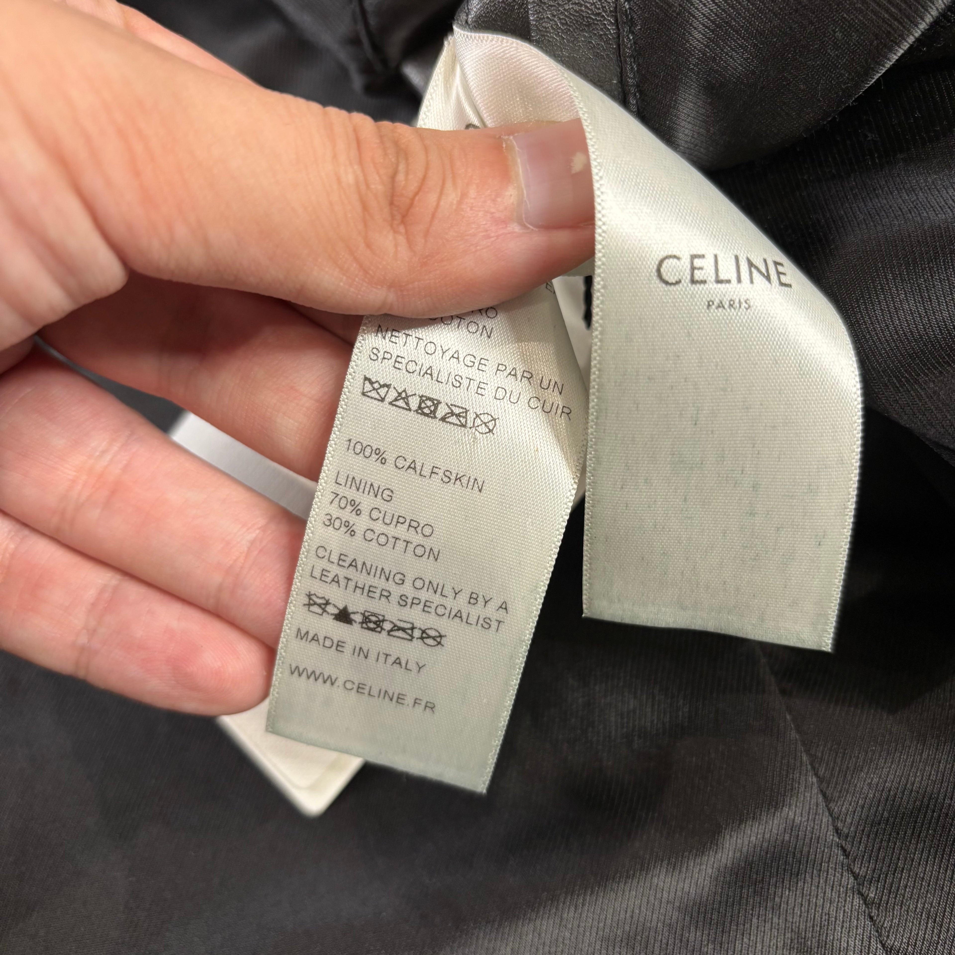 Celine Braided Piping Calf Leather Biker Jacket 