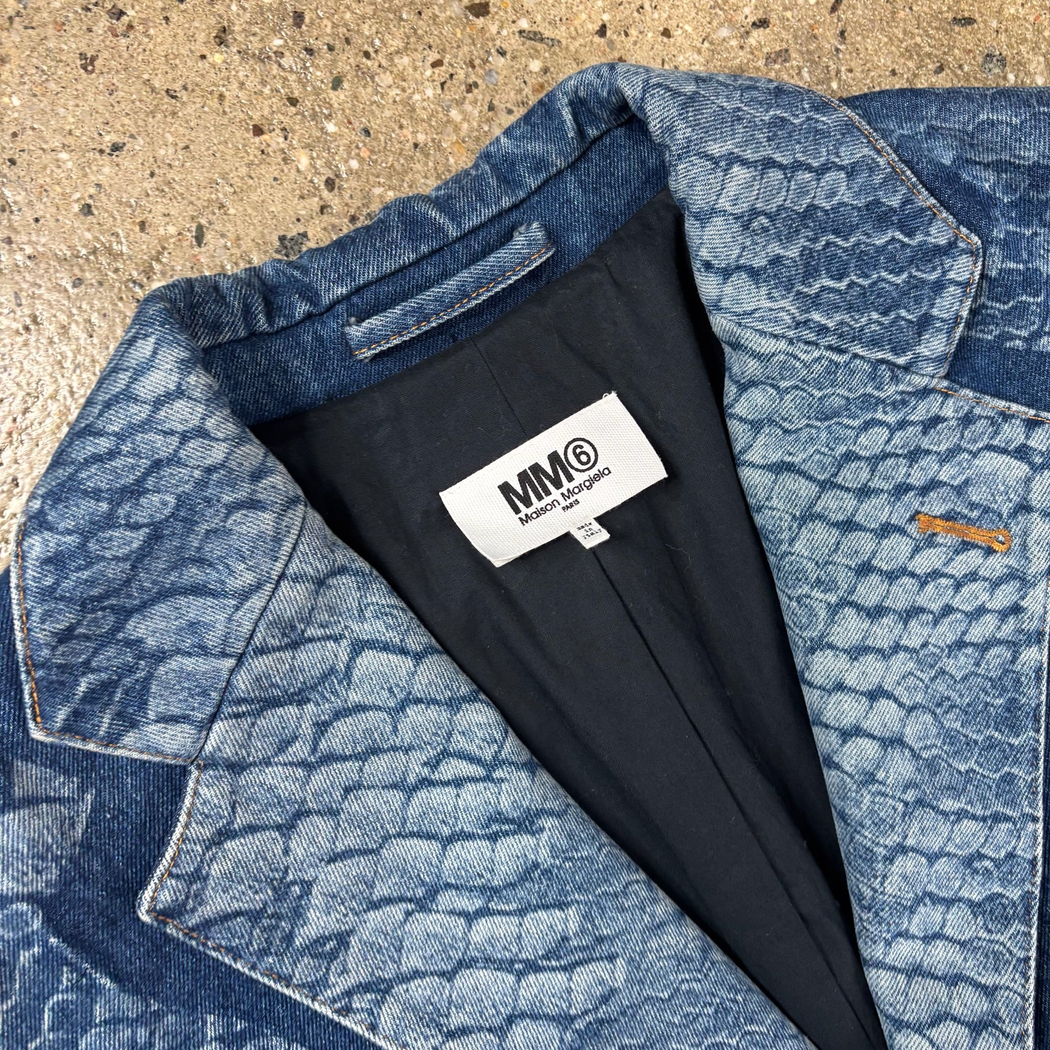 Maison Margiela  MM6 Snakeskin Print Denim Blazer