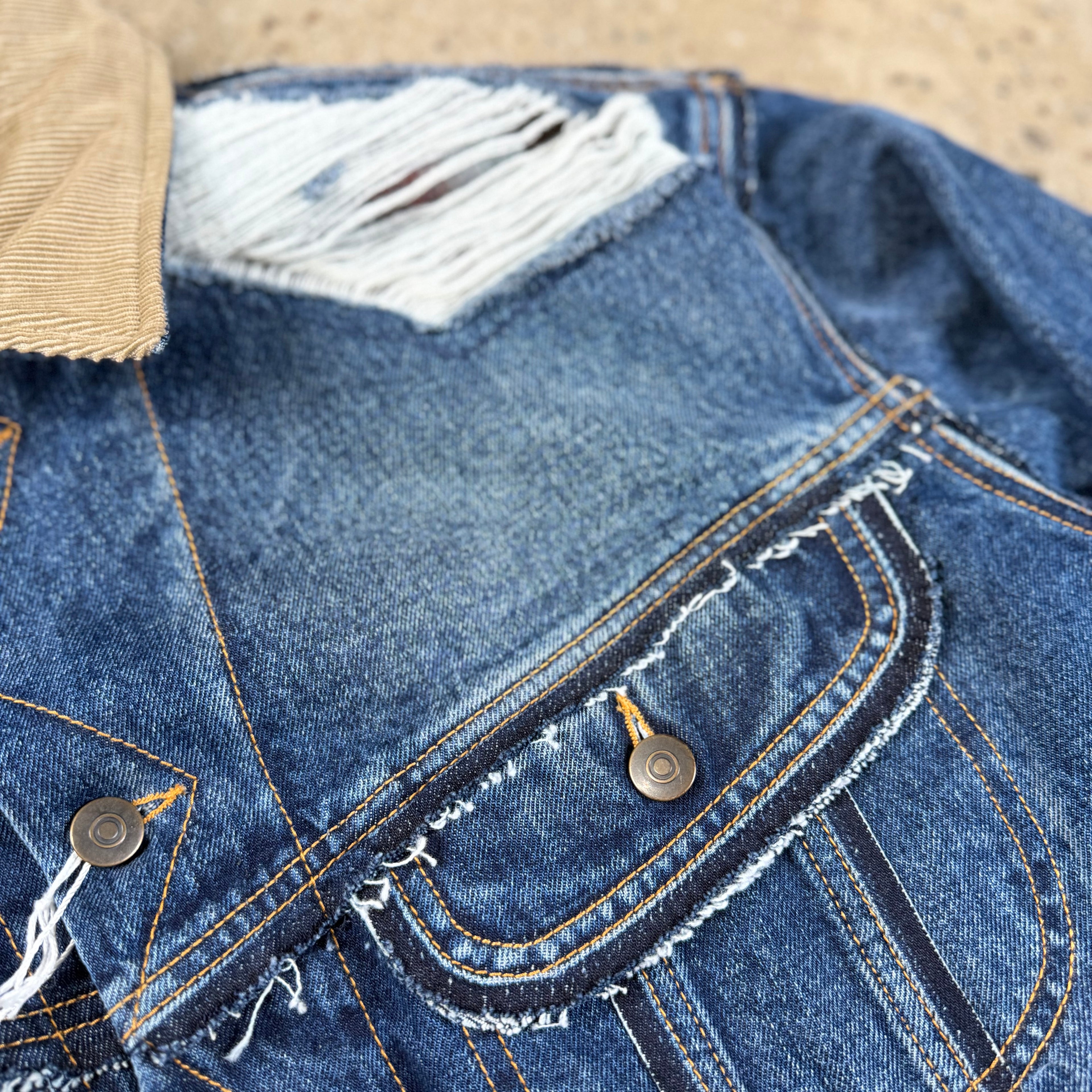 Maison Margiela X Pendleton Distressed Denim Jacket