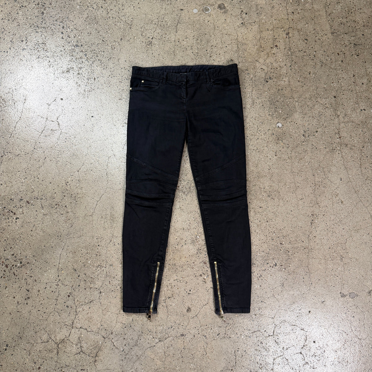Balmain Zipped Ankle Multipocket Biker Jeans
