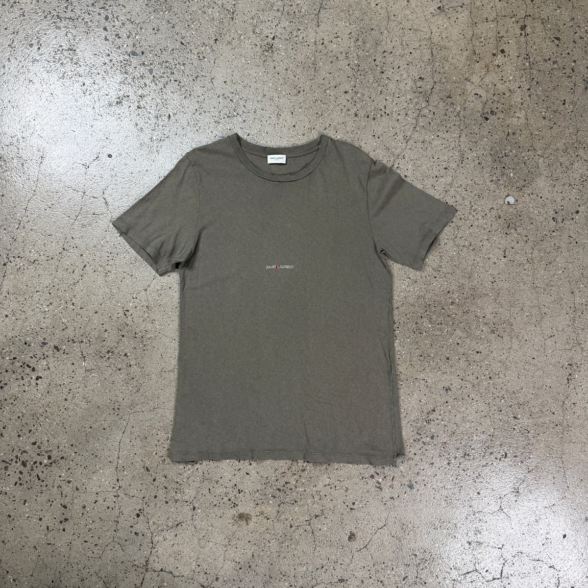 Saint Laurent Distressed Logo Tee