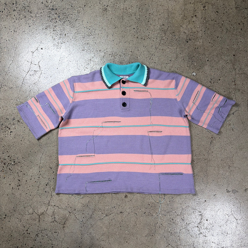 Kidill X Rurumu Distressed Knit Polo Shirt