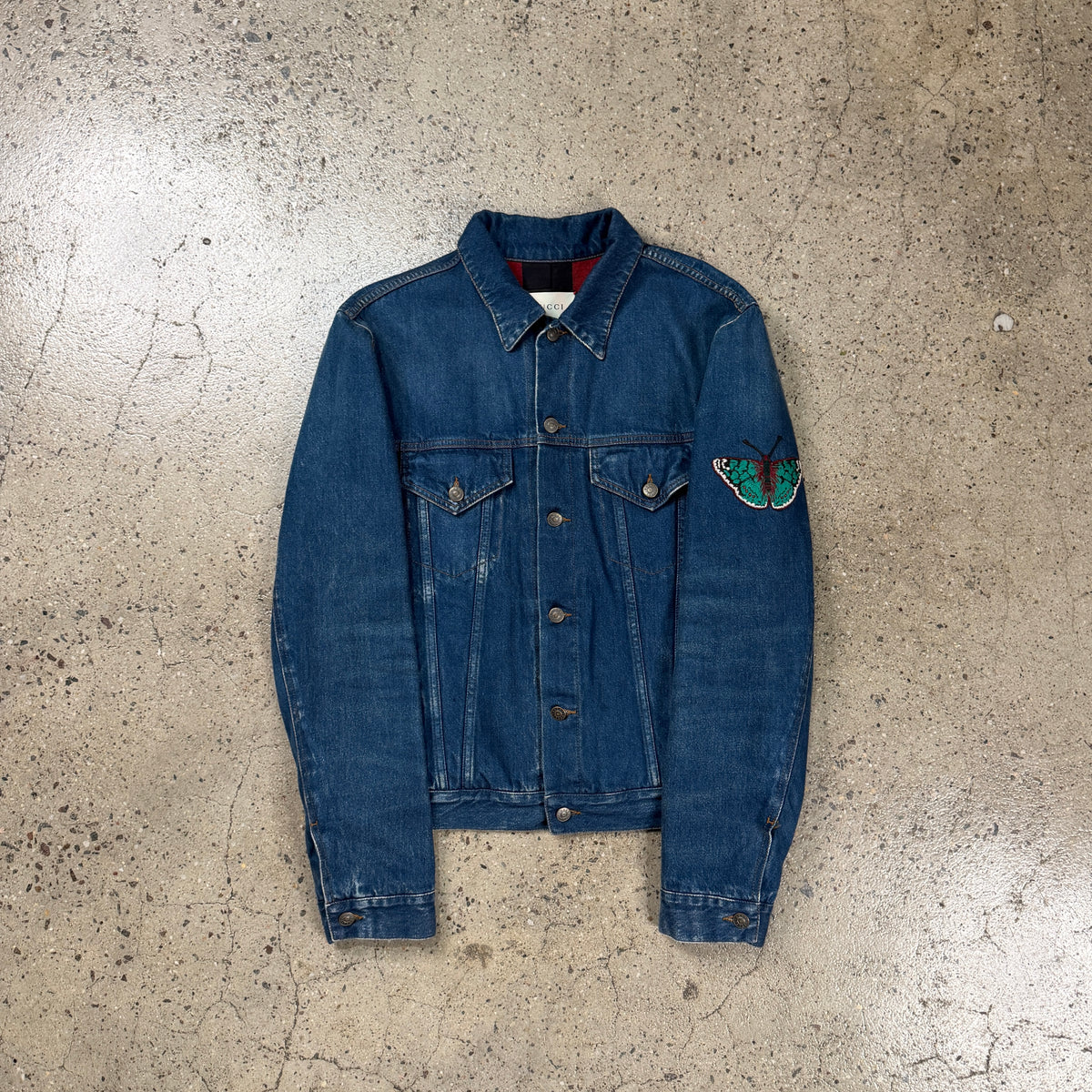 Gucci L'Aveugle Par Amour Tiger Denim Embroidered Jacket