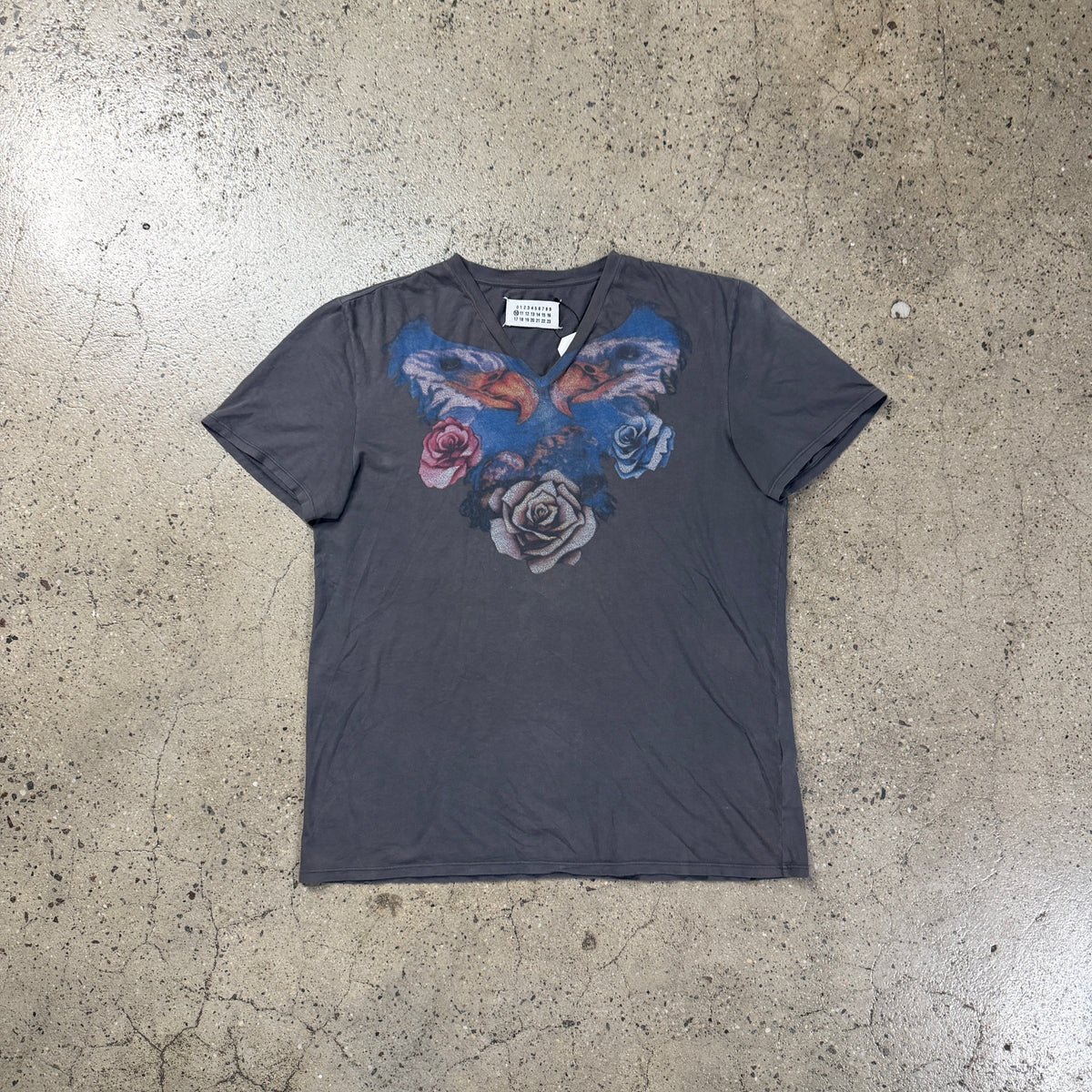 Maison Margiela SS2010 Eagle Rose Trompe L'Oeil Graphic Tee