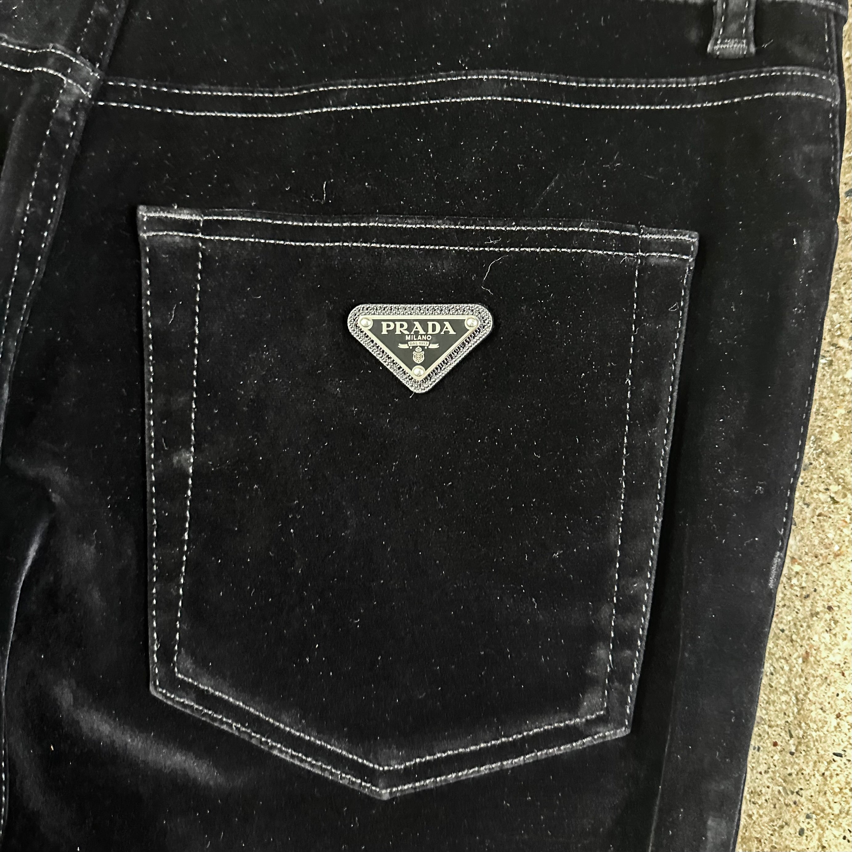 Prada 5 Pocket Velvet Denim Jeans