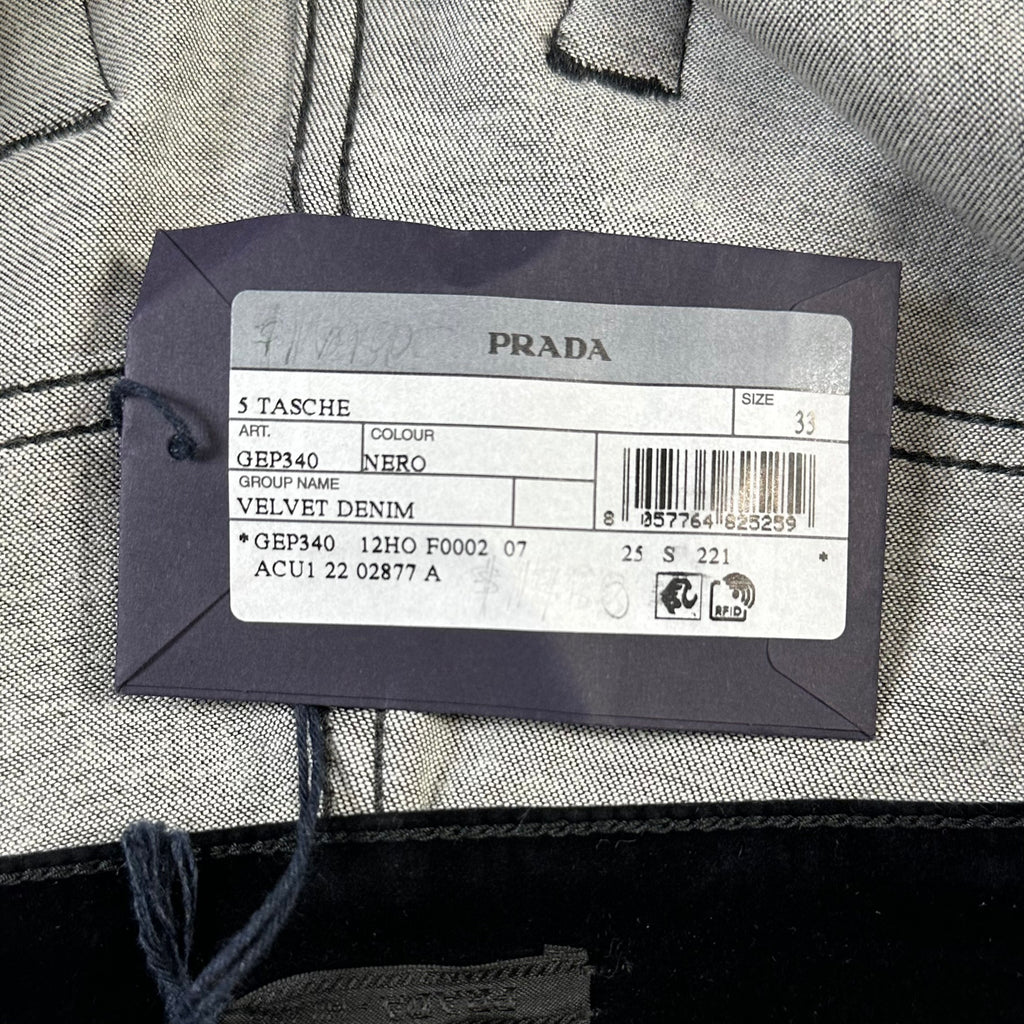 Prada 5 Pocket Velvet Denim Jeans