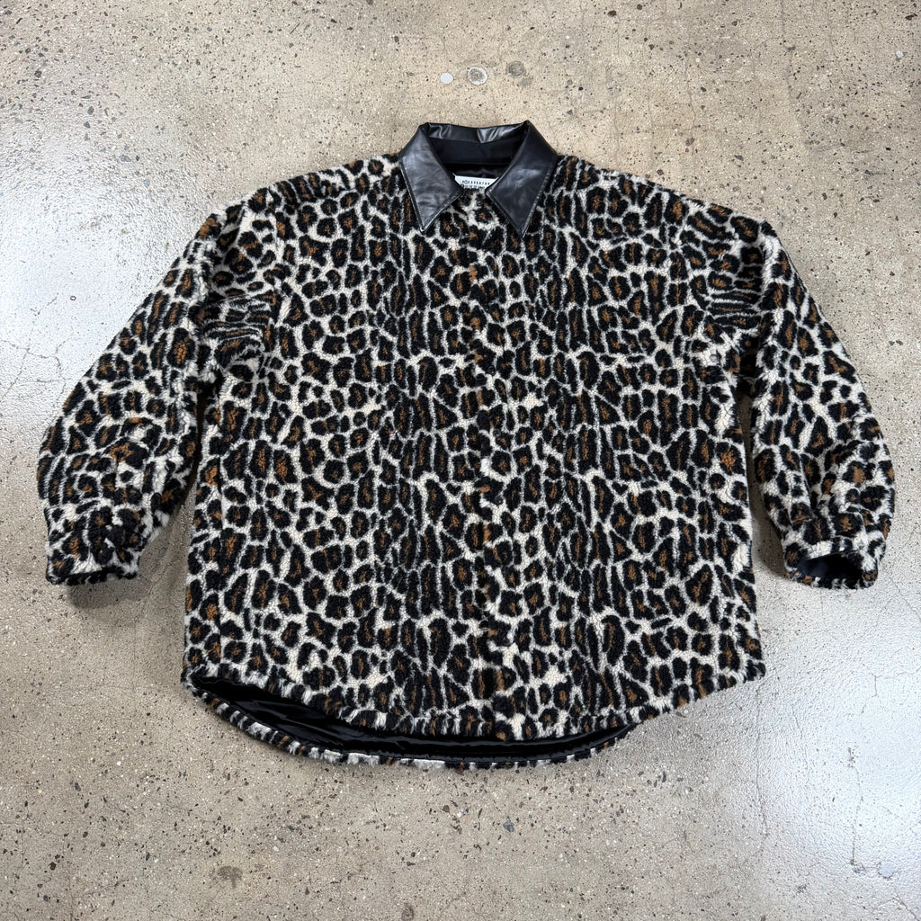 Maison Margiela Leopard Print Faux Fur Shirt
