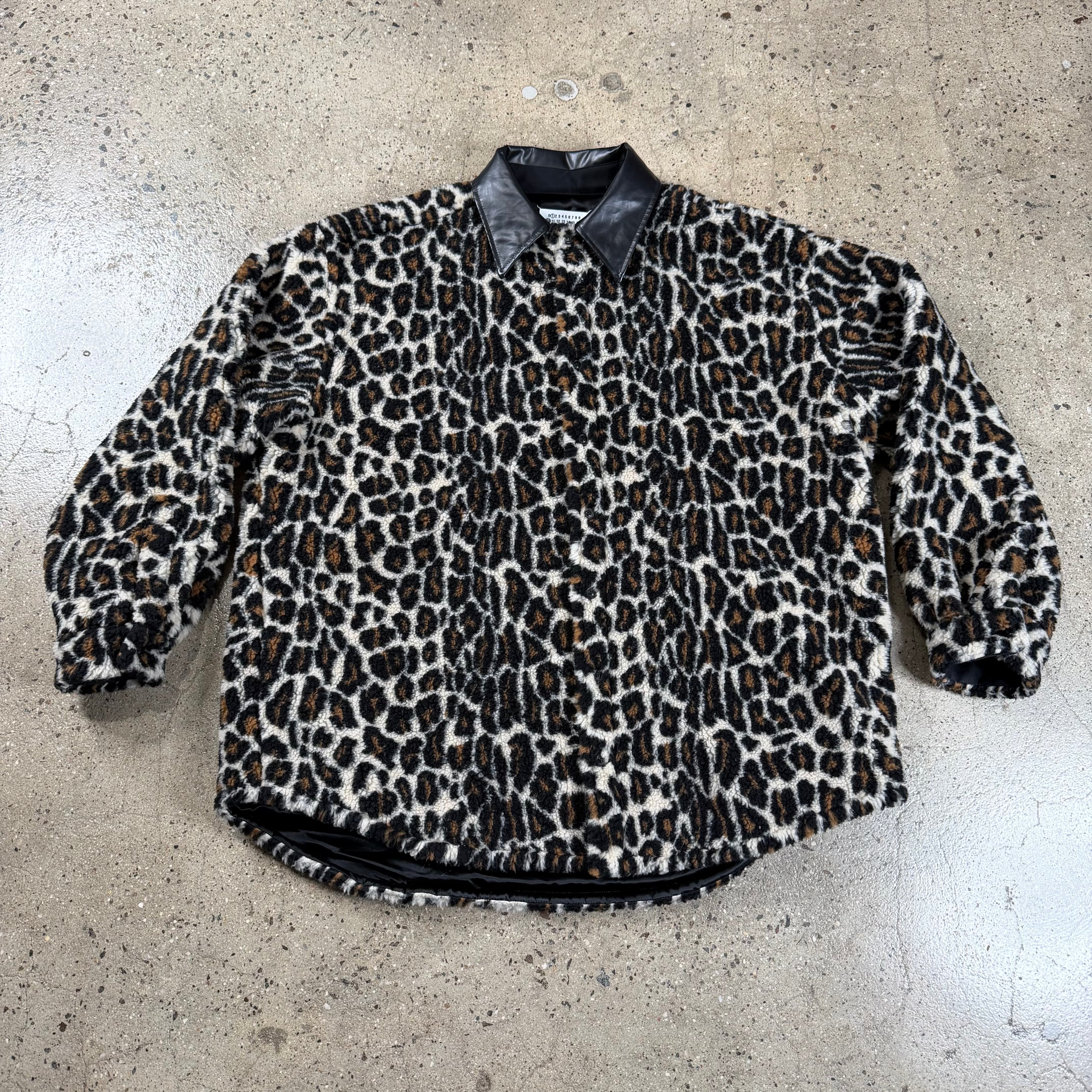 Maison Margiela Leopard Print Faux Fur Shirt