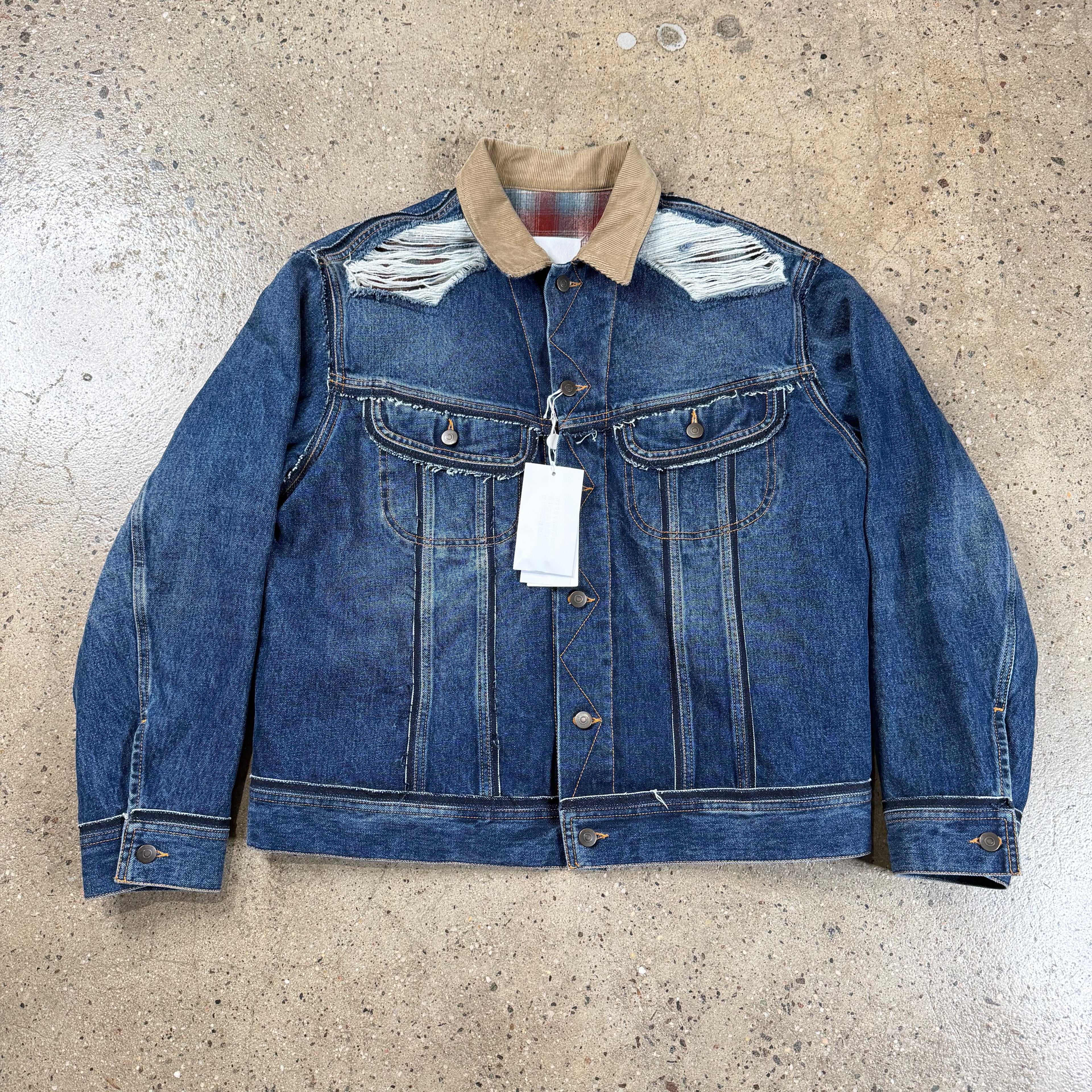 Maison Margiela X Pendleton Distressed Denim Jacket