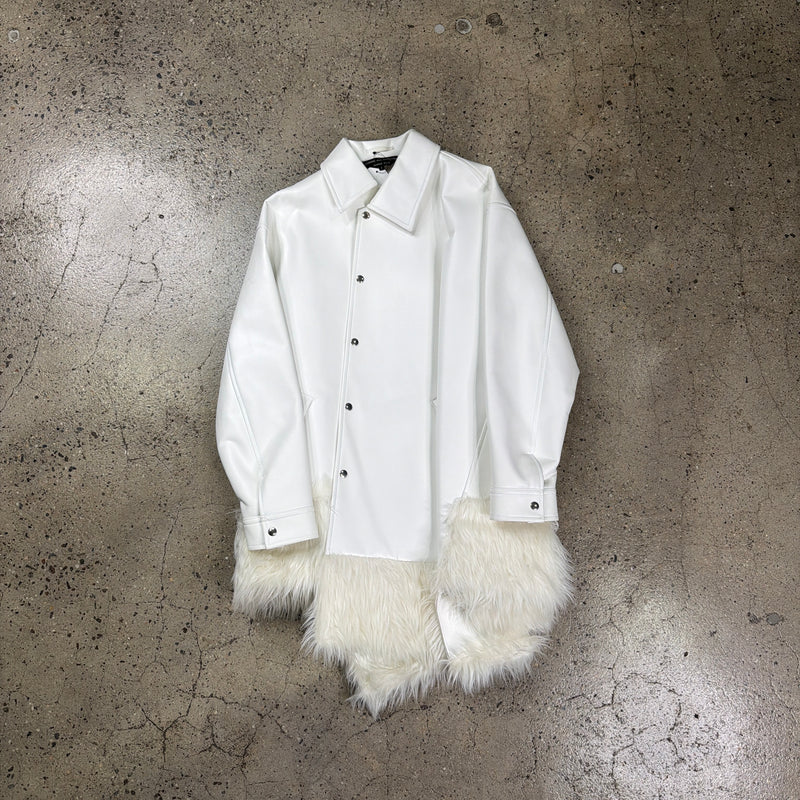CDG SS22 Leather Asymmetric Jacket