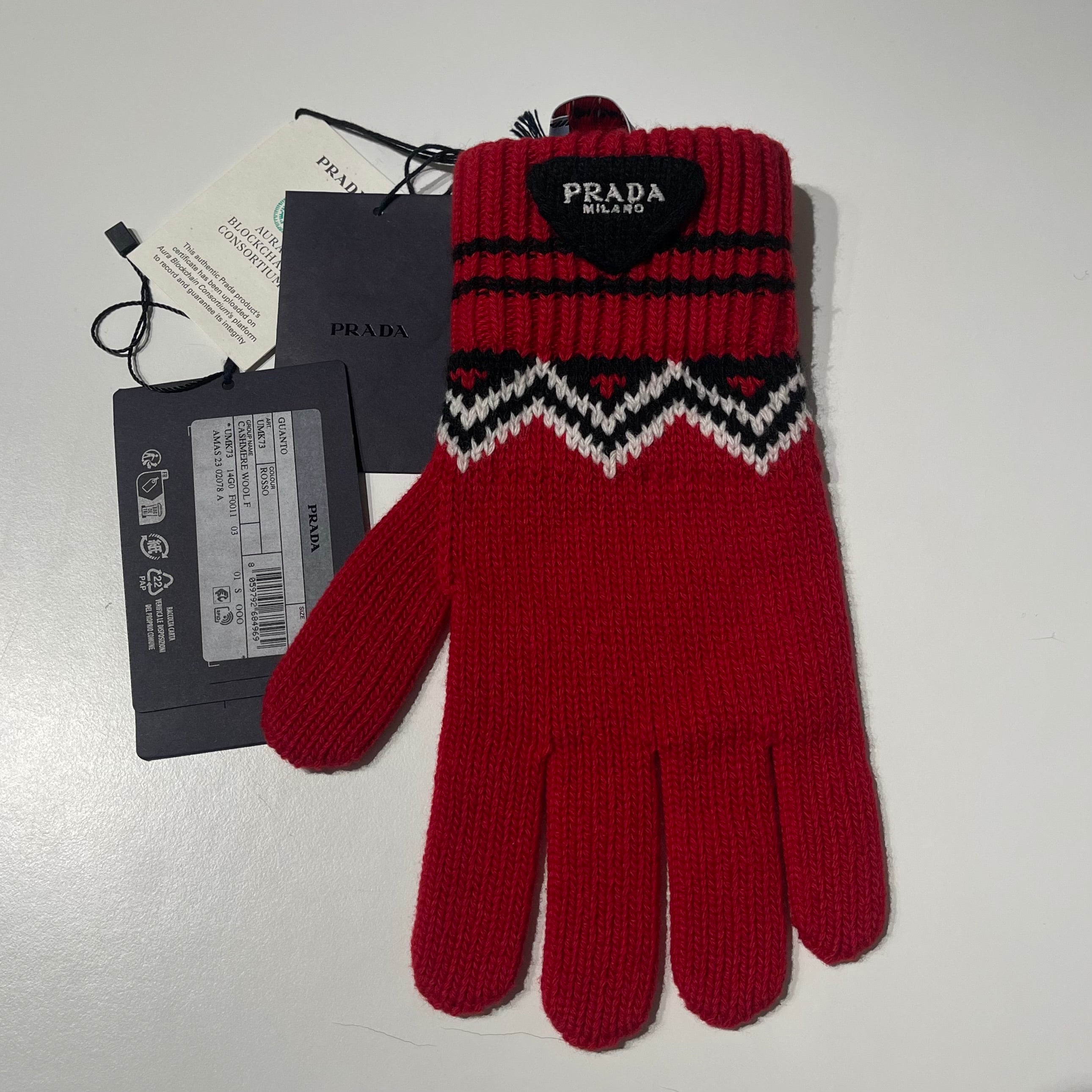 Prada Chevron Knit Gloves