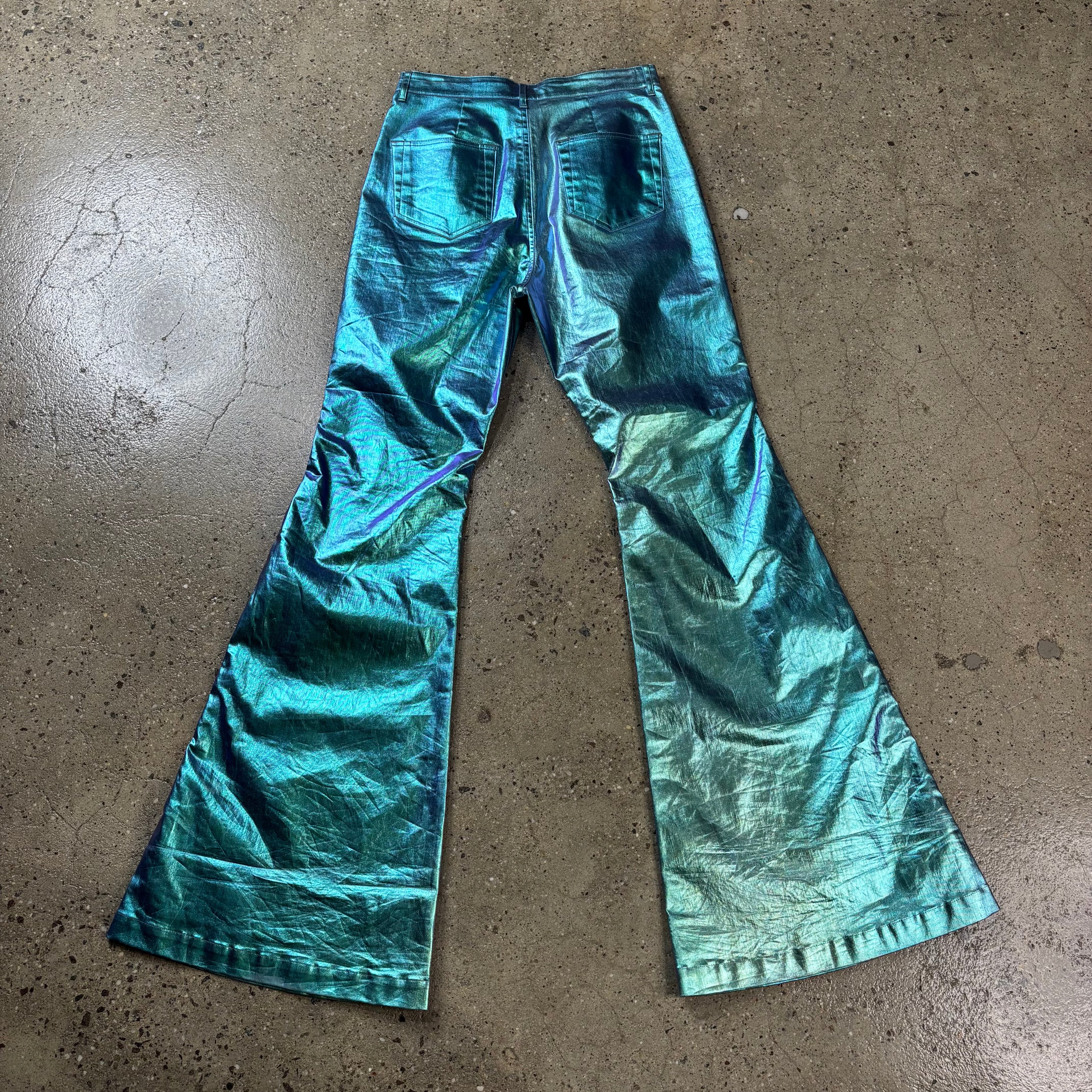 Rick Owens "Edfu" Iridescent Flared Bolan Denim 