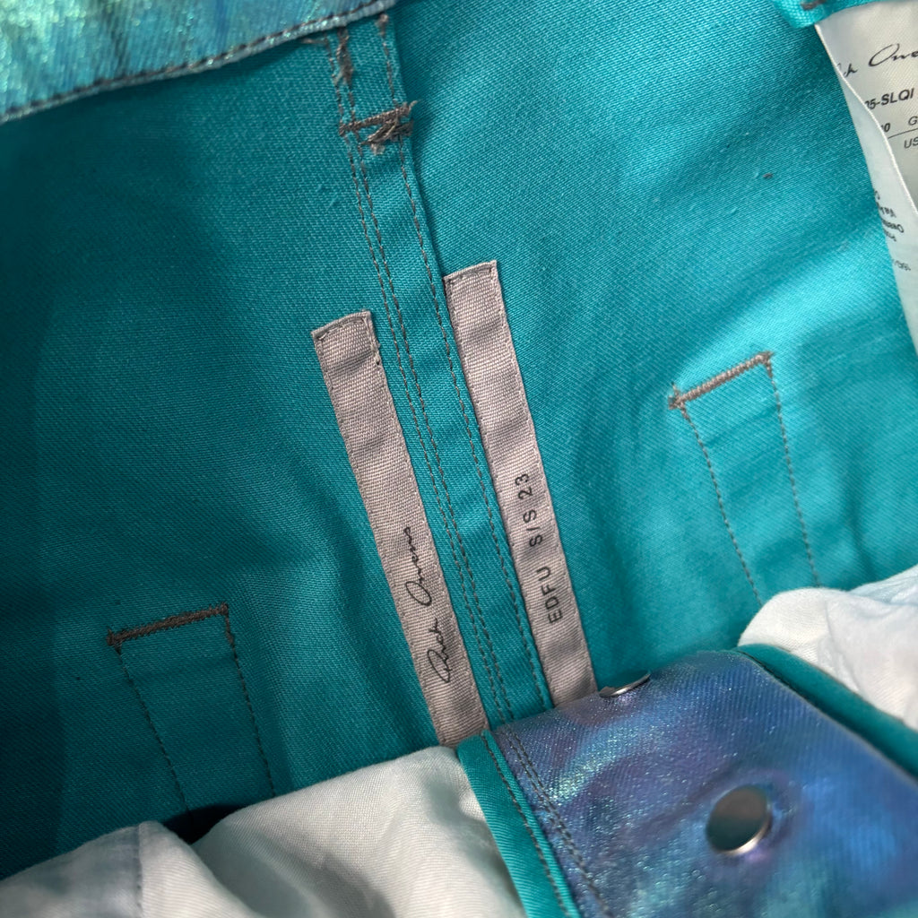 Rick Owens "Edfu" Iridescent Flared Bolan Denim 