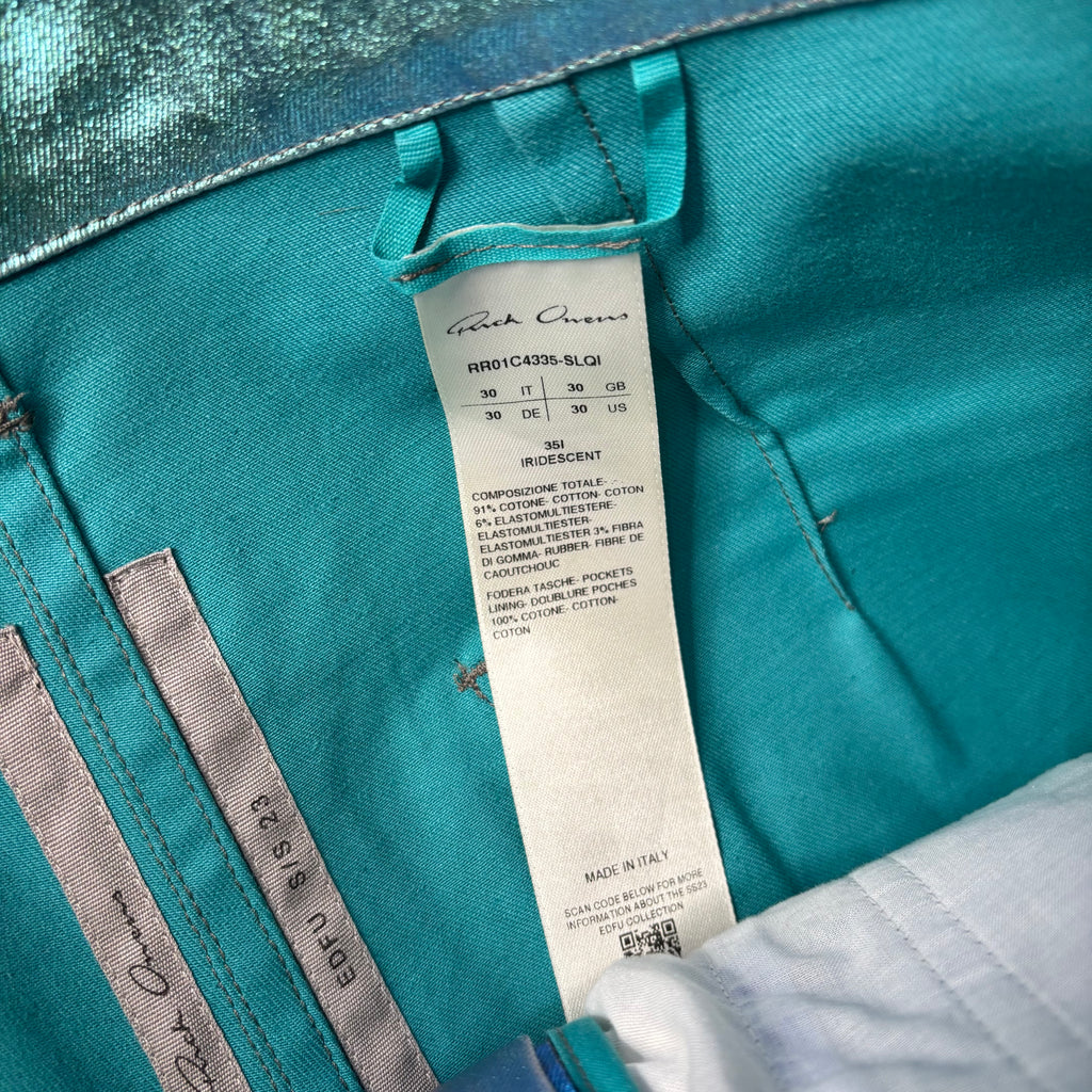 Rick Owens "Edfu" Iridescent Flared Bolan Denim 