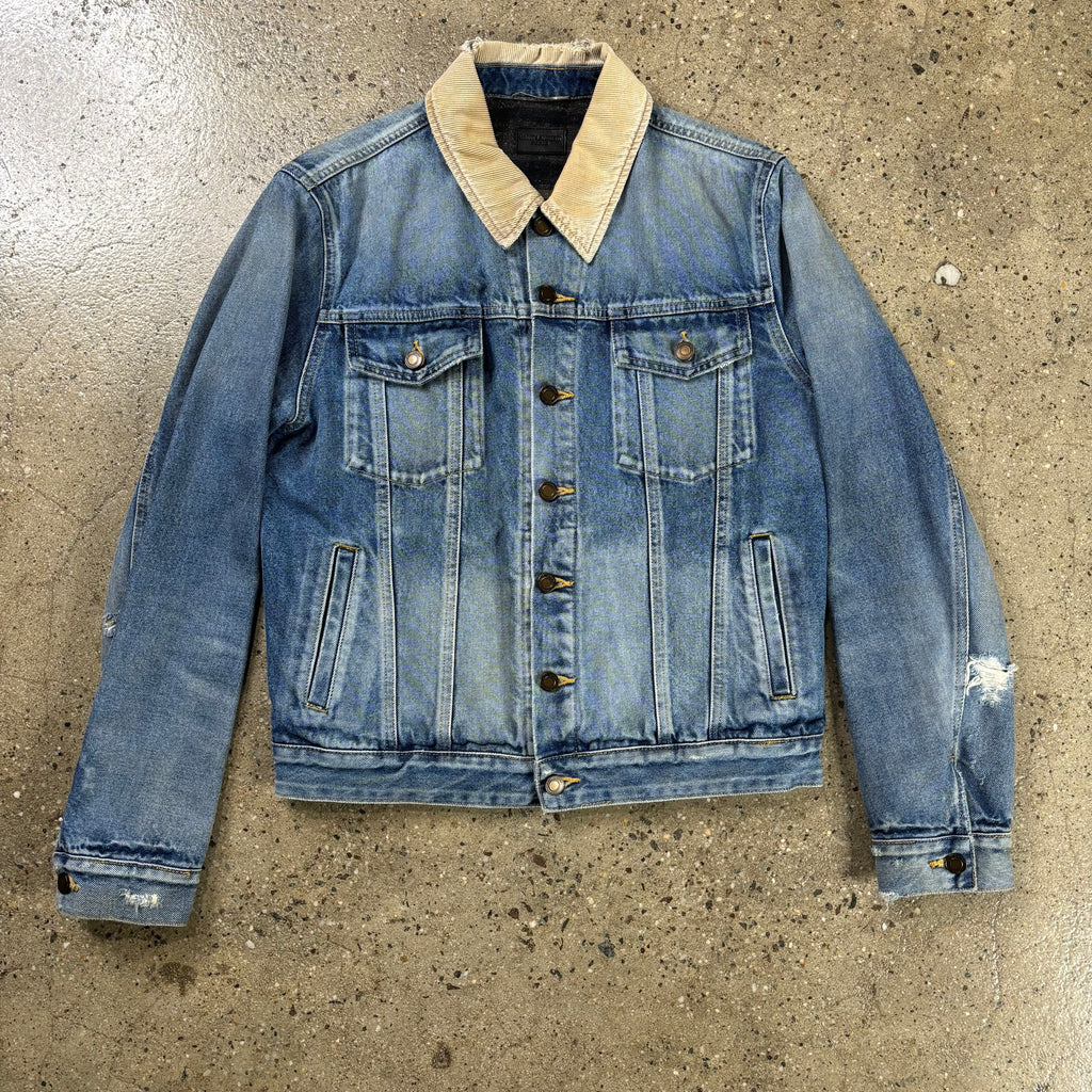 Saint Laurent  Two-Tone Distressed Denim Jacket
