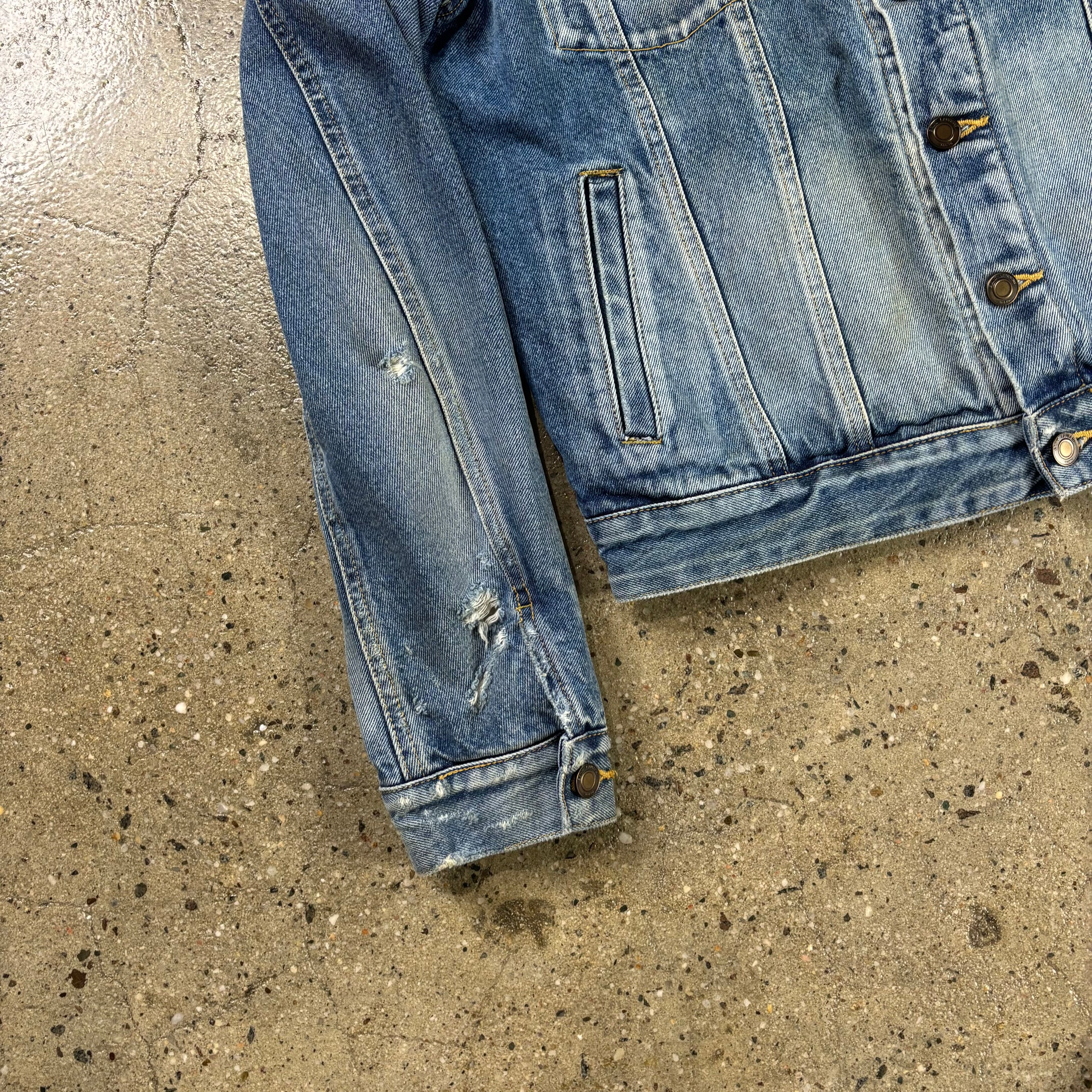 Saint Laurent  Two-Tone Distressed Denim Jacket