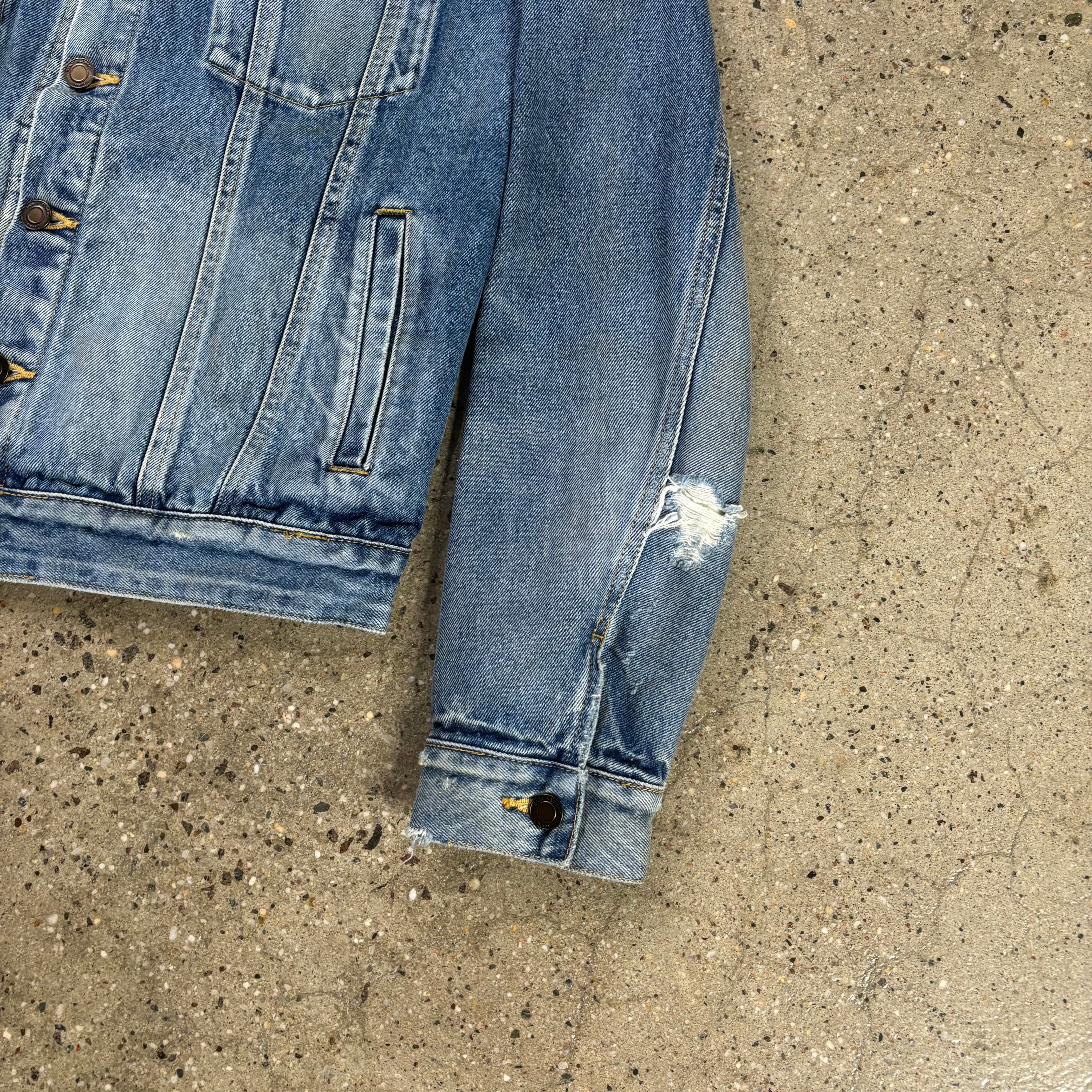 Saint Laurent  Two-Tone Distressed Denim Jacket