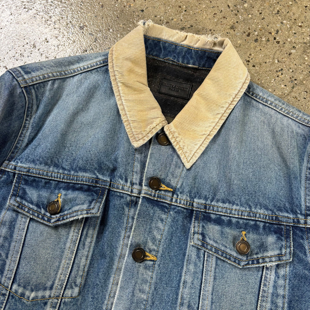 Saint Laurent  Two-Tone Distressed Denim Jacket