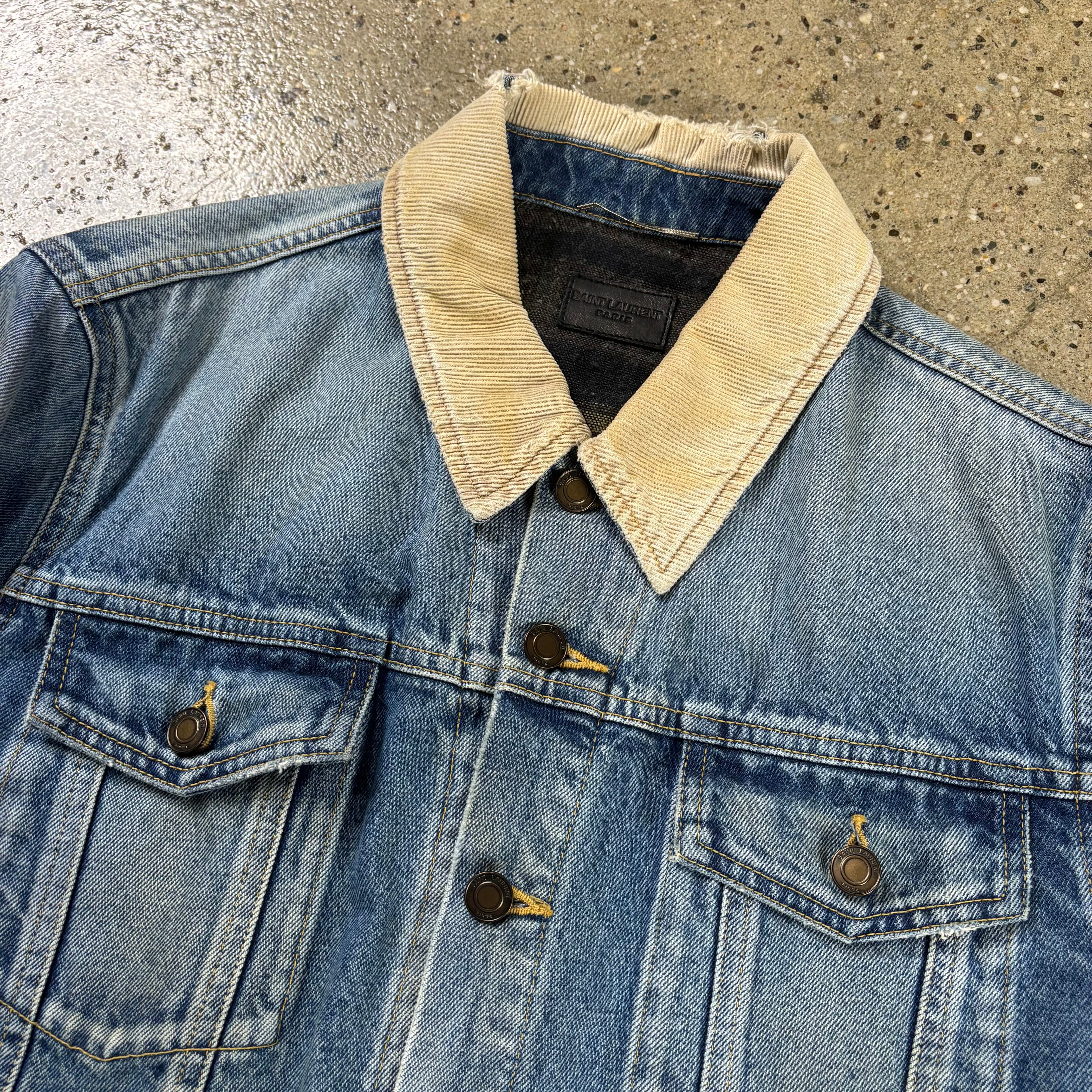Saint Laurent  Two-Tone Distressed Denim Jacket
