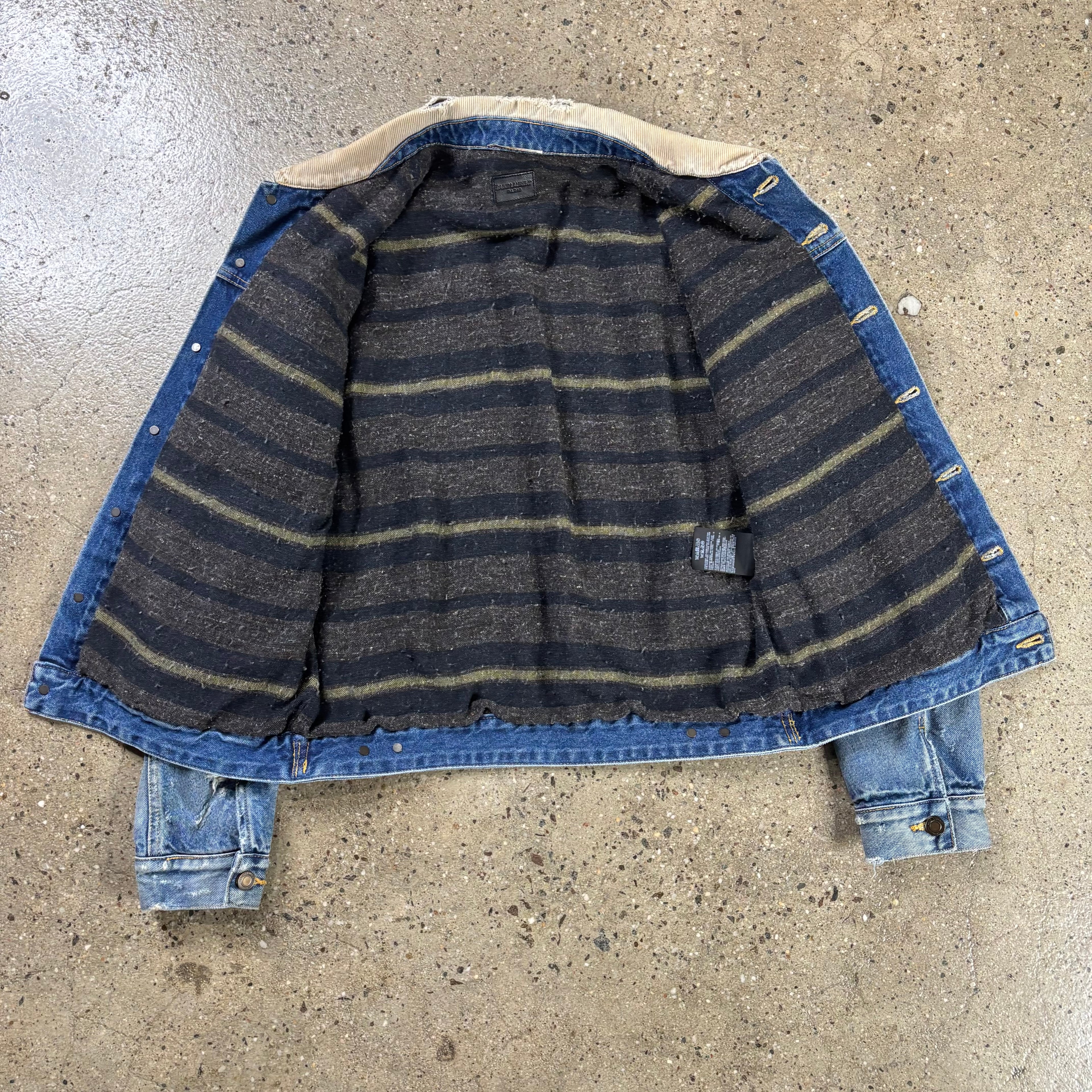 Saint Laurent  Two-Tone Distressed Denim Jacket