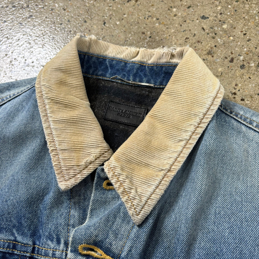 Saint Laurent  Two-Tone Distressed Denim Jacket