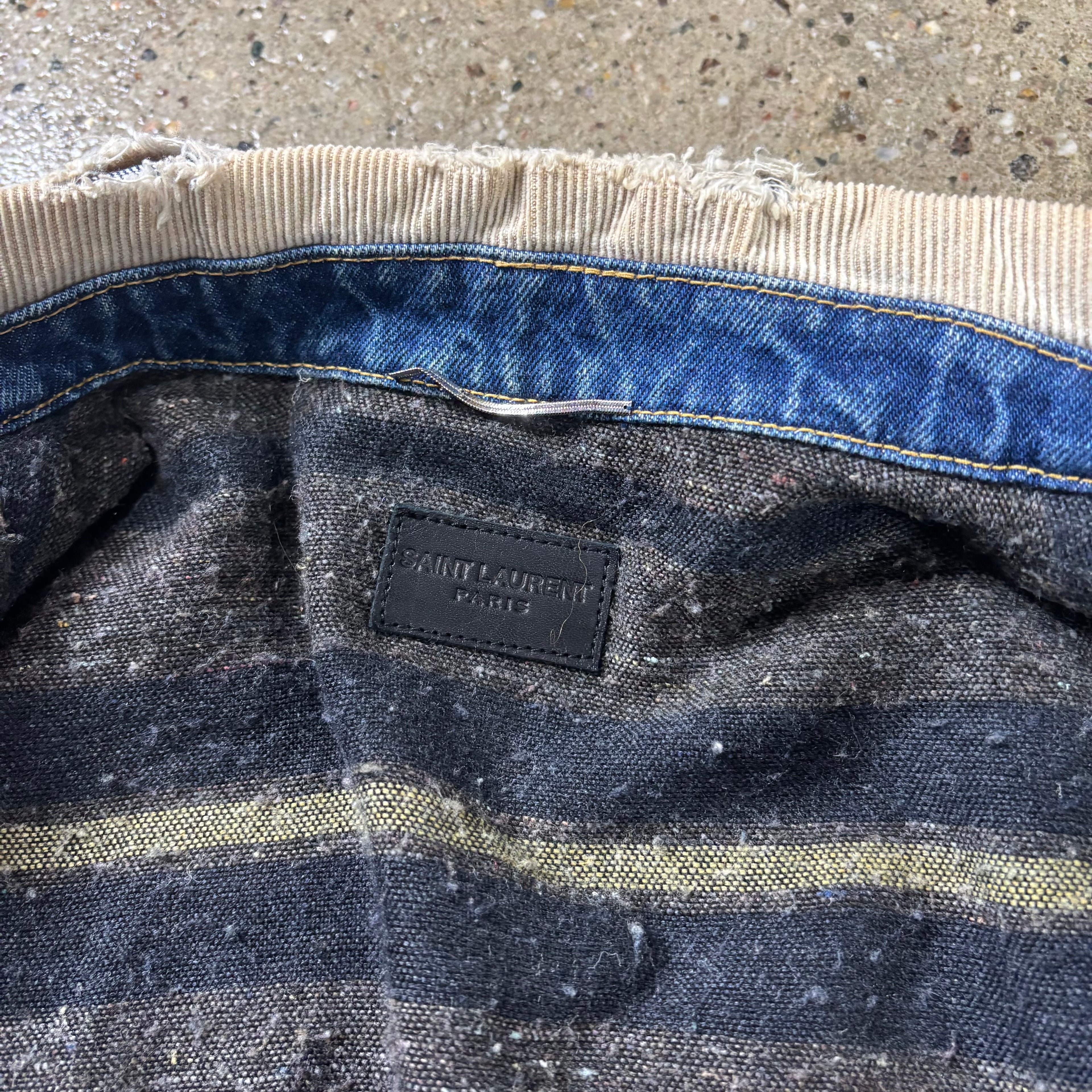 Saint Laurent  Two-Tone Distressed Denim Jacket
