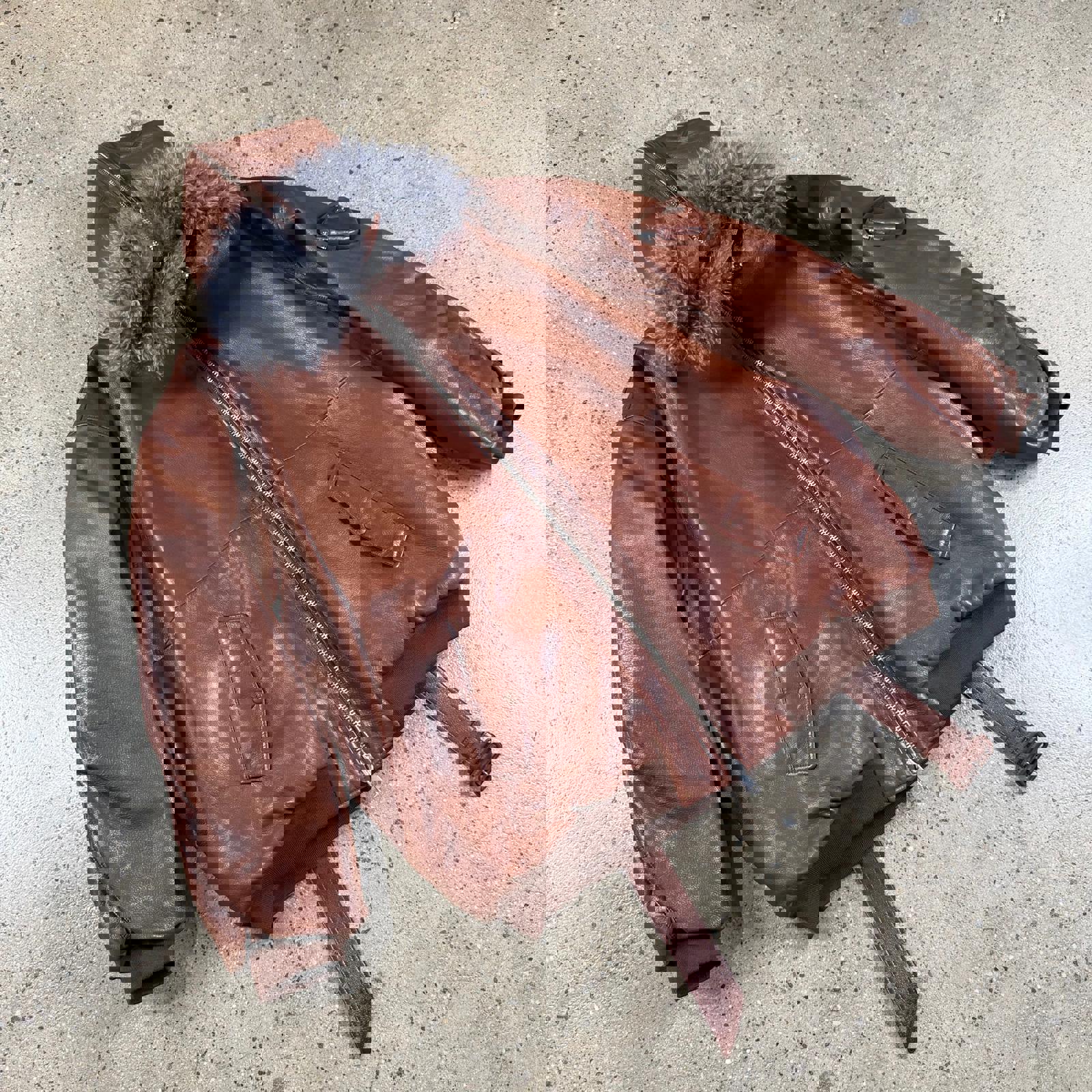 Prada Raf Simons Leather Hooded Bomber Jacket M / Brown