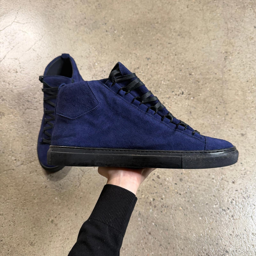 Balenciaga Suede Arena Sneakers (Blue) 12 / Blue