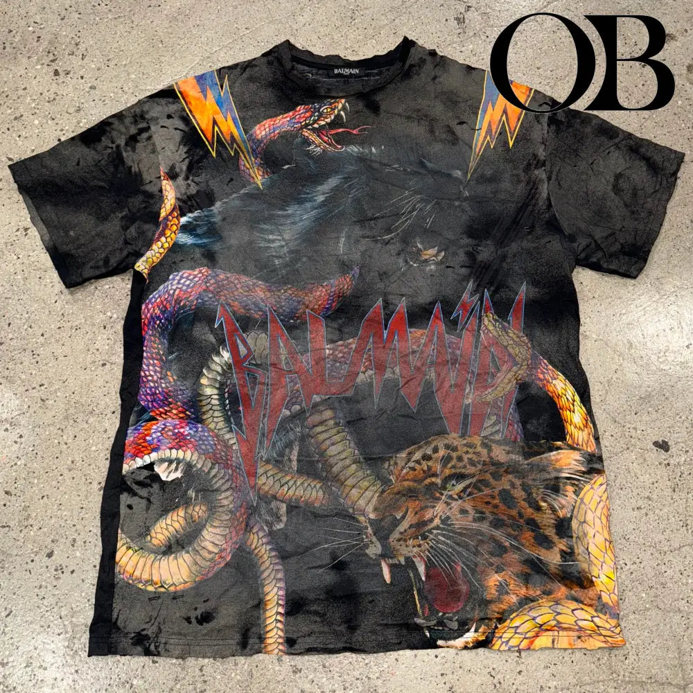 Balmain Distressed Graphic Tee 40 tops