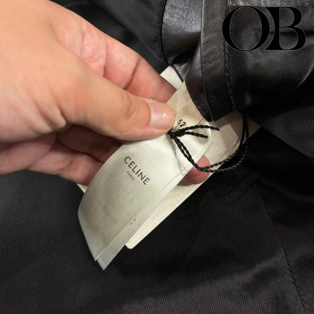 Celine Braided Piping Calf Leather Biker Jacket 