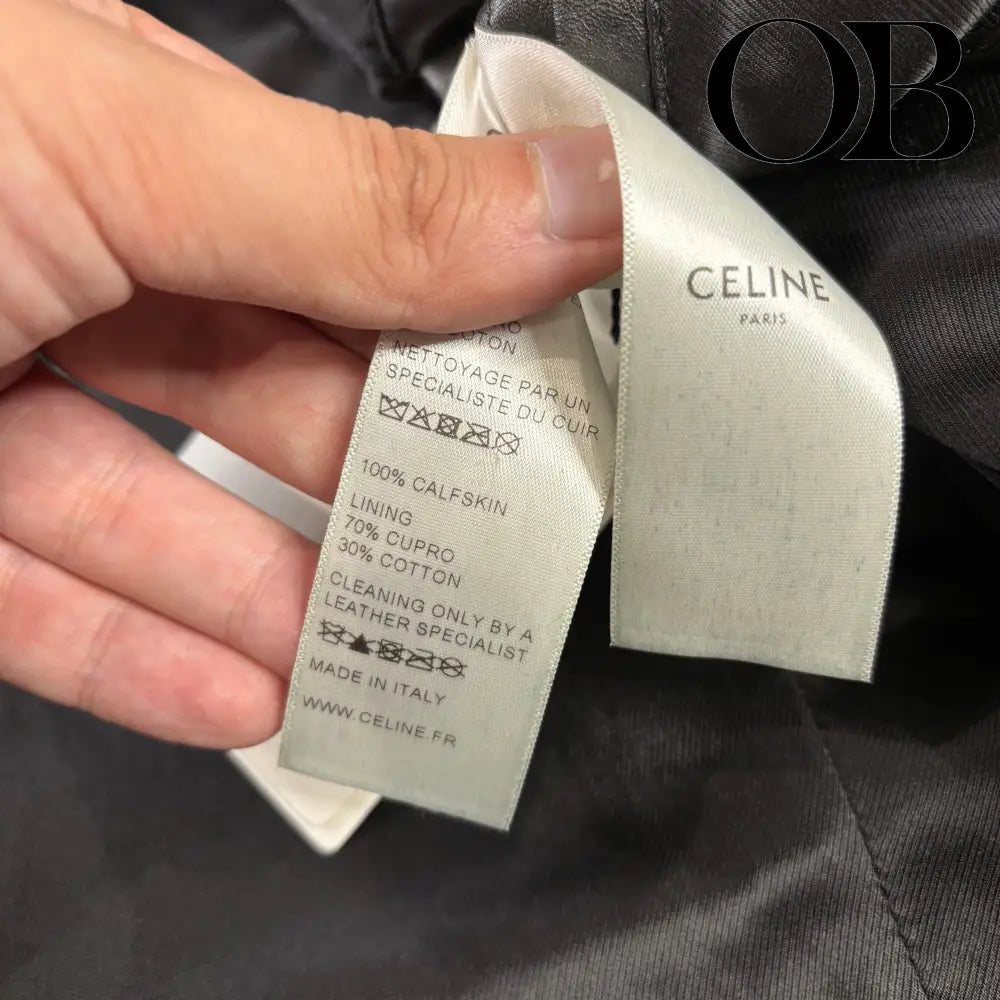 Celine Braided Piping Calf Leather Biker Jacket 