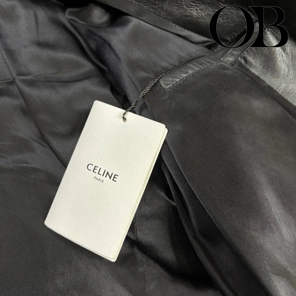 Celine Braided Piping Calf Leather Biker Jacket 