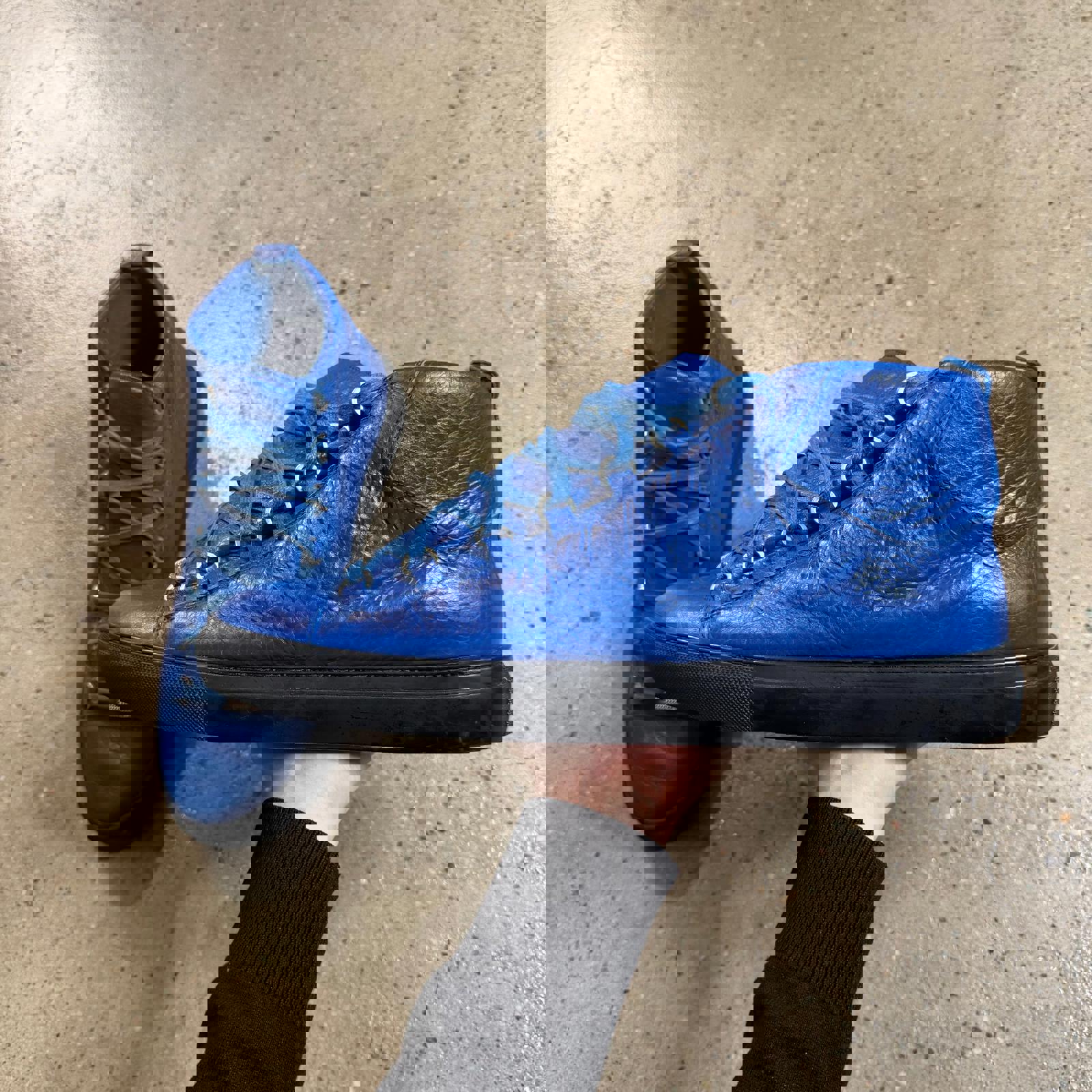 Balenciaga Leather Arena Sneakers (Blue) 12 / Blue