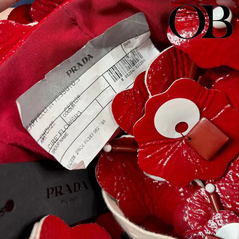 Miu Miu Leather Applique Runway Hat OS accessories