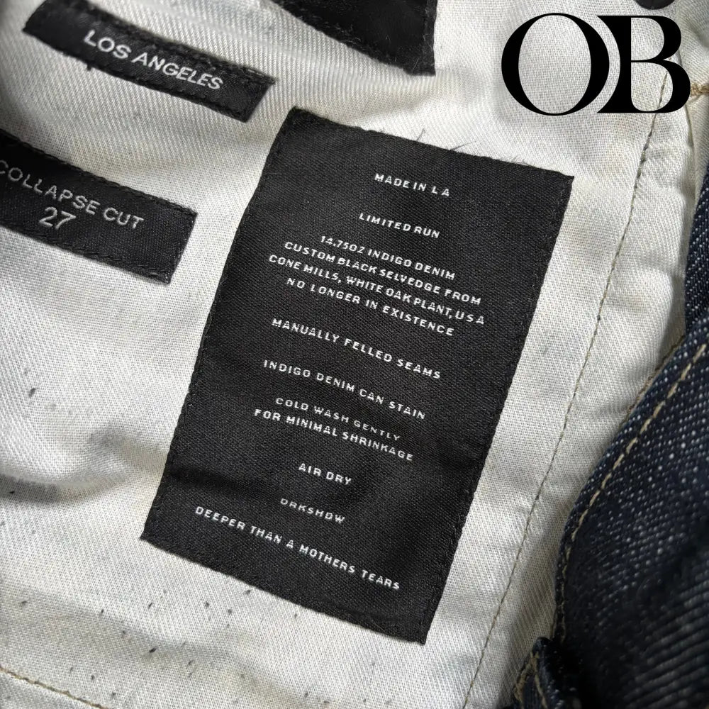 Rick Owens Collapse Cut Jeans 27 bottoms