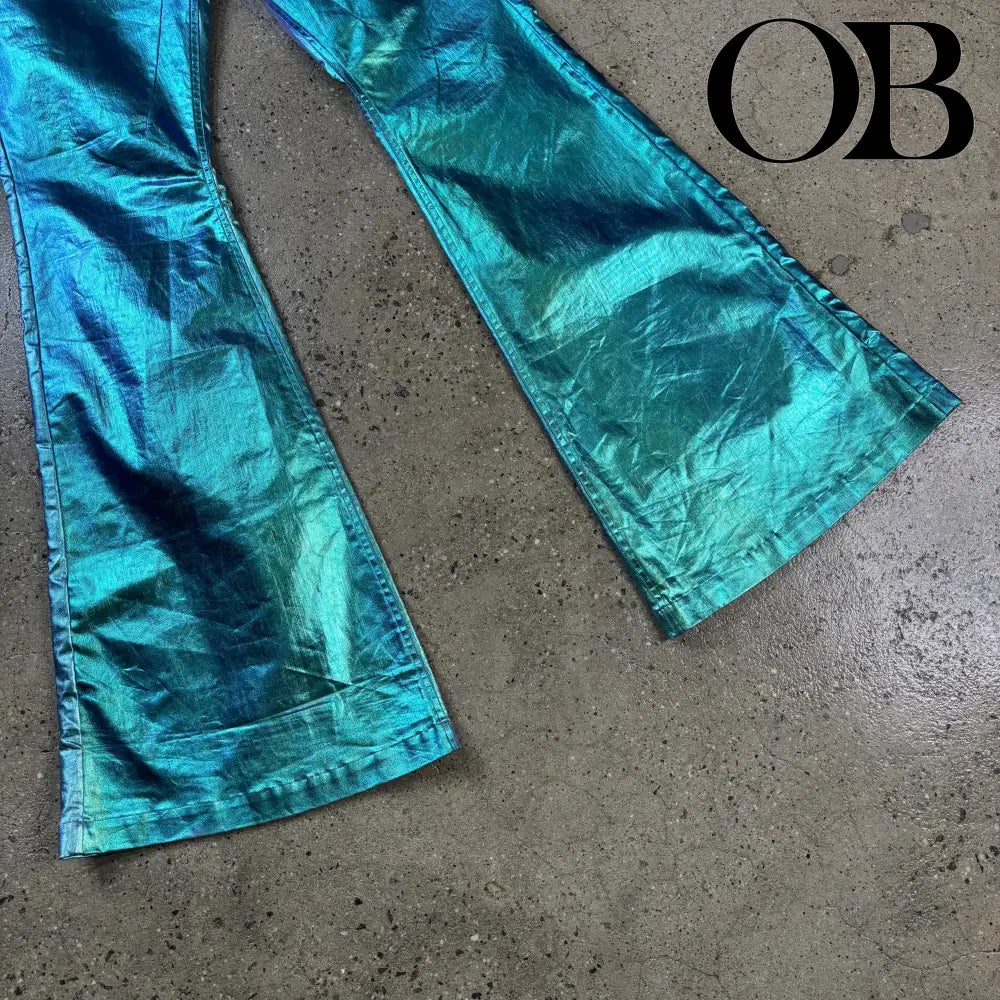 Rick Owens "Edfu" Iridescent Flared Bolan Denim 