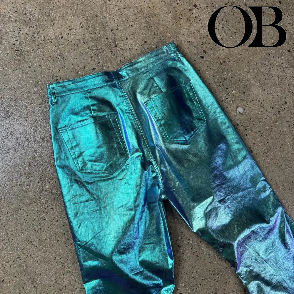 Rick Owens "Edfu" Iridescent Flared Bolan Denim 