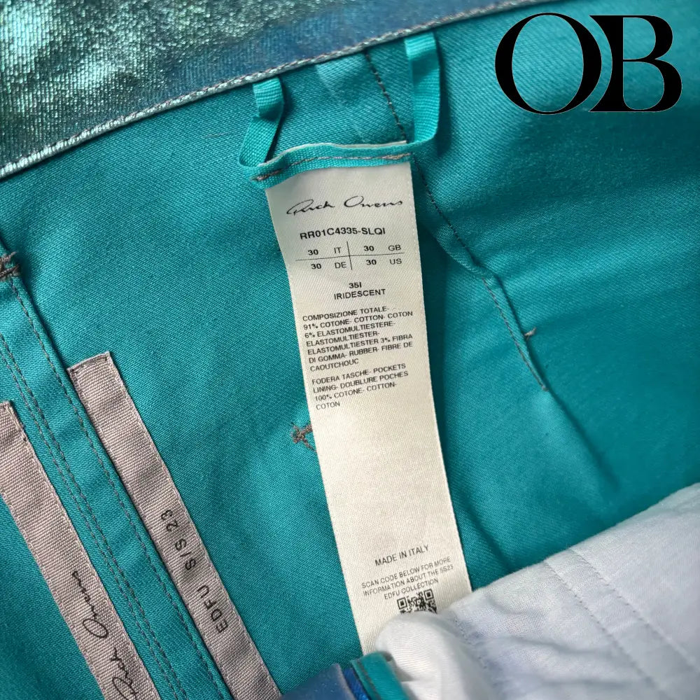 Rick Owens "Edfu" Iridescent Flared Bolan Denim 