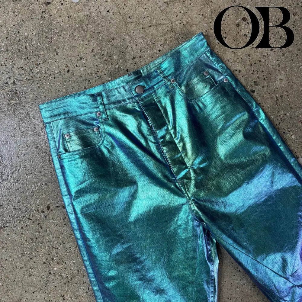 Rick Owens "Edfu" Iridescent Flared Bolan Denim 