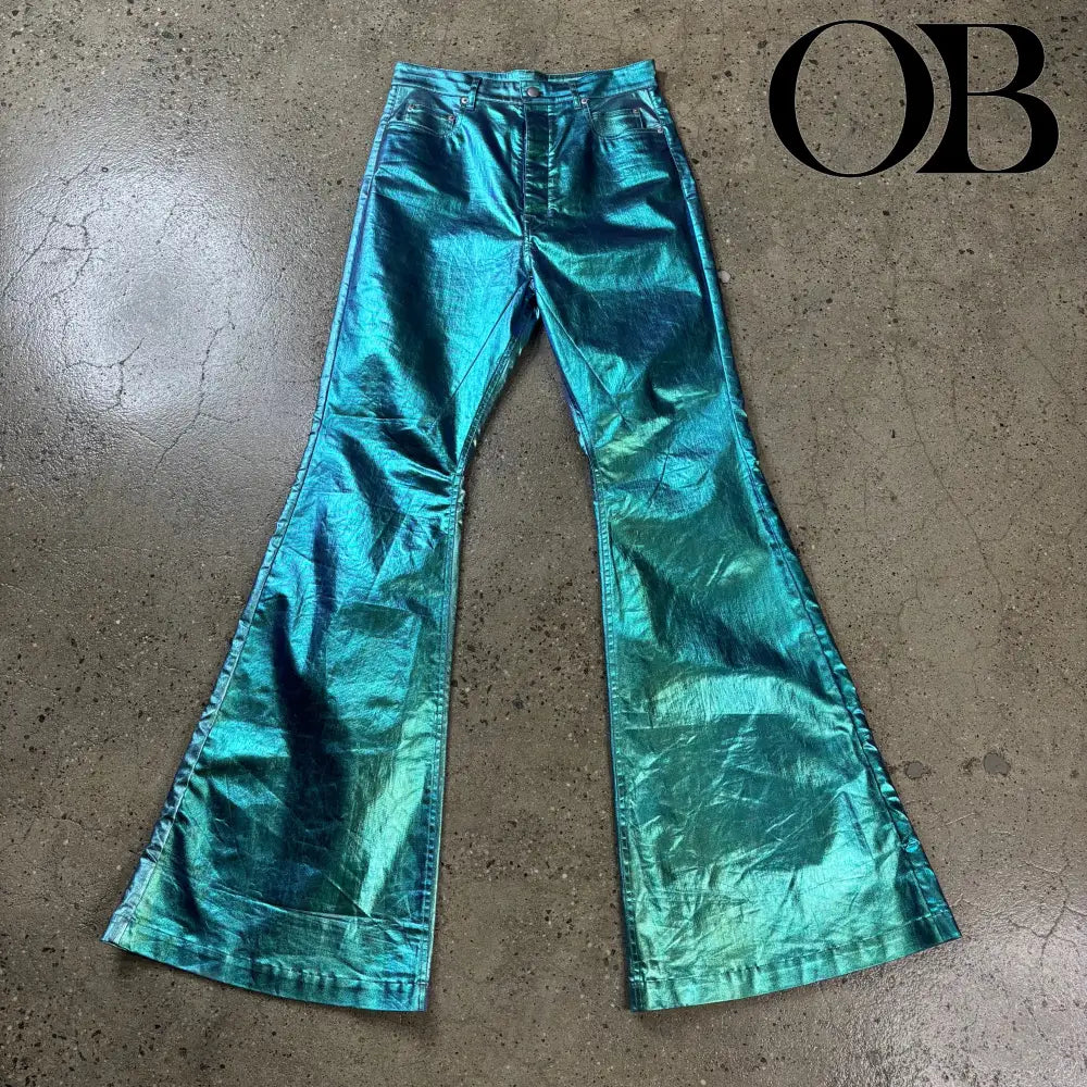 Rick Owens "Edfu" Iridescent Flared Bolan Denim 