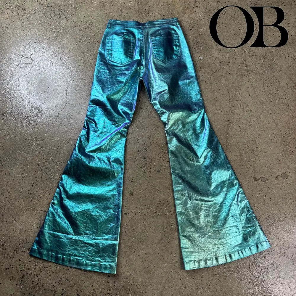 Rick Owens "Edfu" Iridescent Flared Bolan Denim 