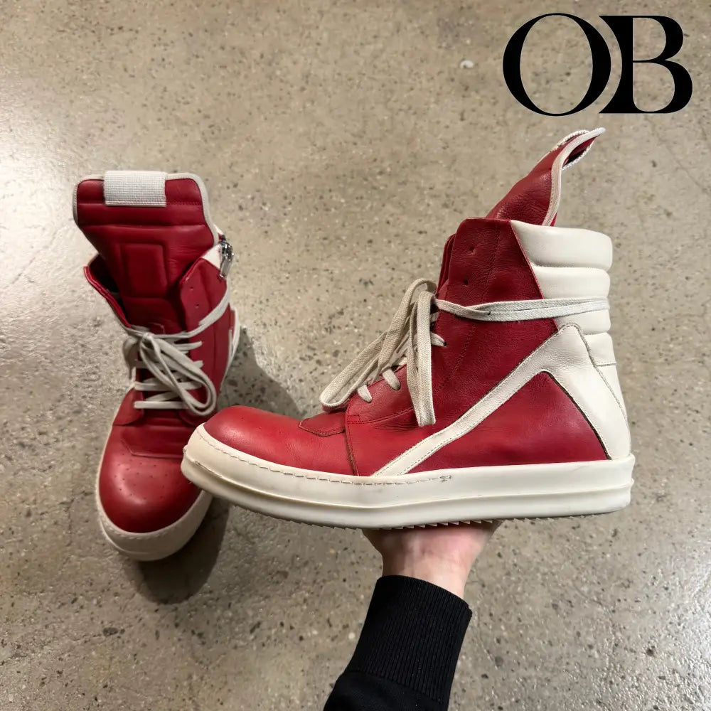 Rick Owens Geobasket Sneakers (Red) 44 footwear