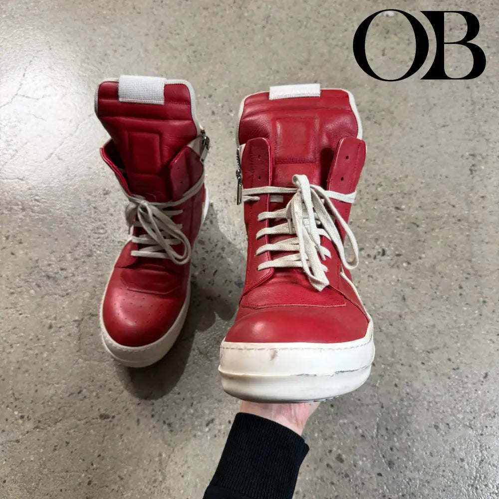 Rick Owens Geobasket Sneakers (Red) 44 footwear