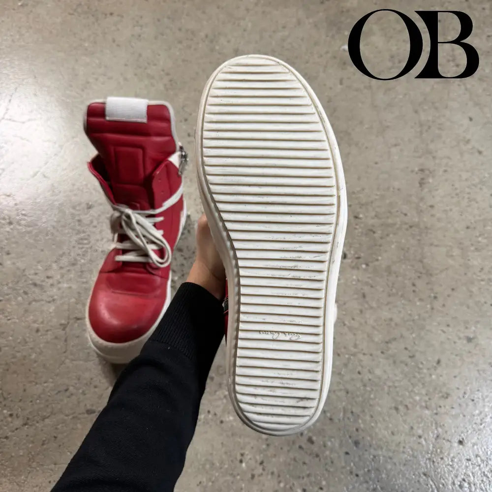 Rick Owens Geobasket Sneakers (Red) 44 footwear