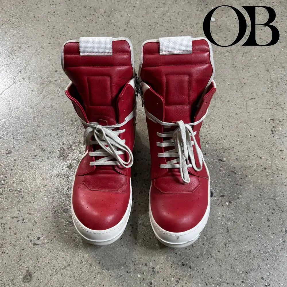 Rick Owens Geobasket Sneakers (Red) 44 footwear