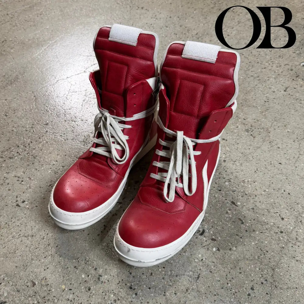 Rick Owens Geobasket Sneakers (Red) 44 footwear