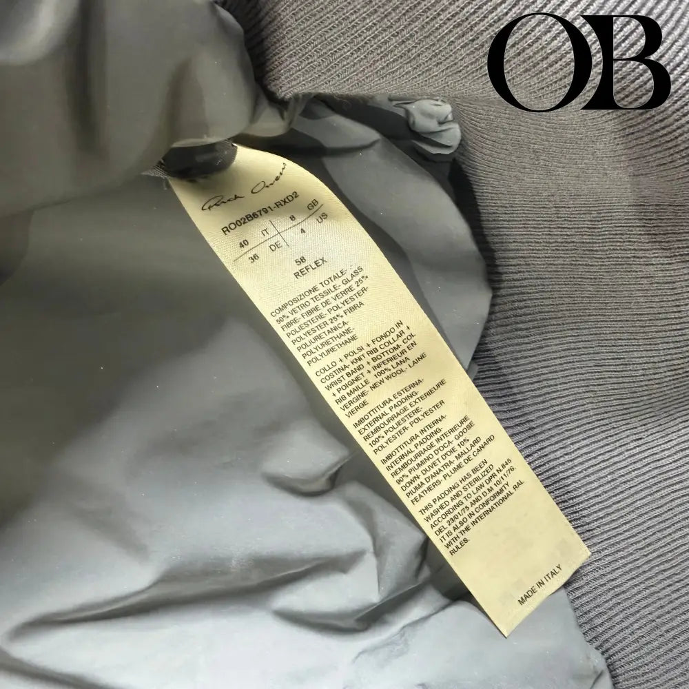 Rick Owens Girdered Cropped Bomber Jacket 40 outerwear